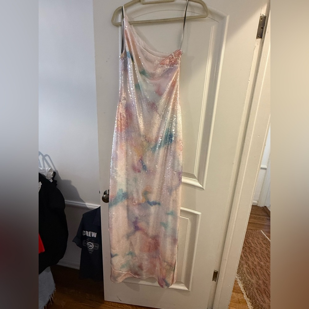 Monique Lhuillier Pastel One-Shoulder Dress - Picture 8 of 11